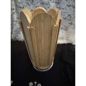 Ibyx Bamboo Rotating Nespresso Coffee POD Holder, 30 Pods, 6 Sides, Silver Base